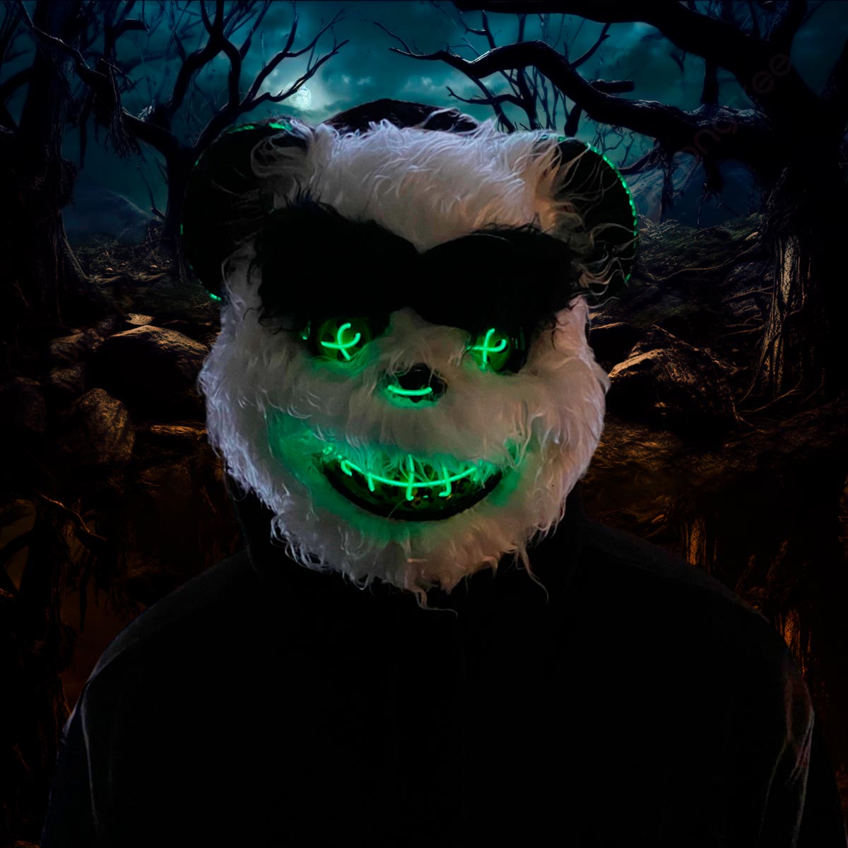 Vista 2 de Mascara Oso Macabro LED Neon OF368LED - Color: Café